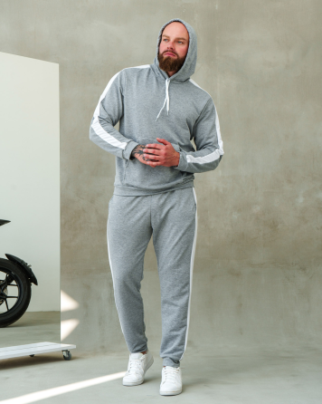 Костюм спортивний чоловічий лампаси весна Сіро-Білий S Харків