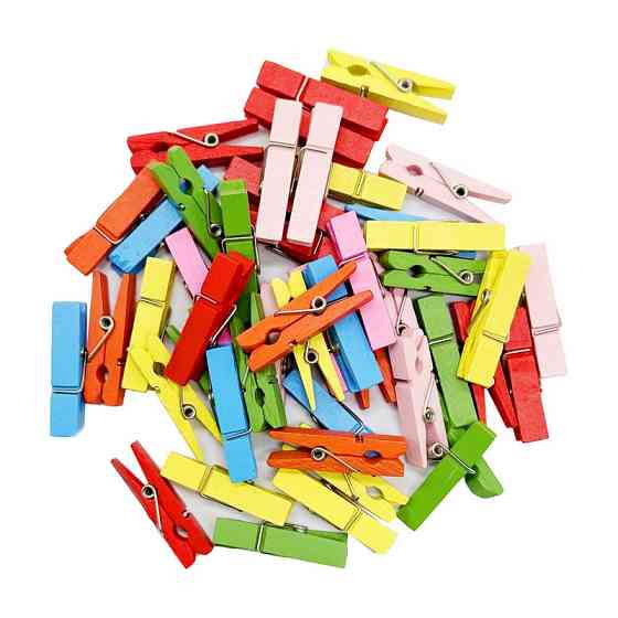 Різнокольорові декоративні прищіпки CLO 35х10 мм, 100 шт в упаковці Вінниця