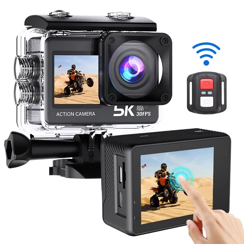 Екшн камера AT-M60TR Full HD 5K Wi-Fi з пультом ДК і 2 екранами (Чорний) Київ - фото 2