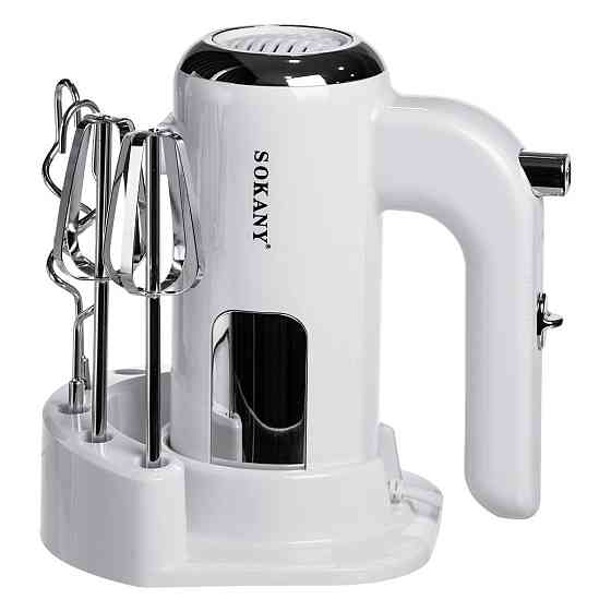 Миксер ручной 2 насадки венчики и крюки для теста белый Sokany SK-02025 Киев