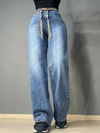 Джинсы женские DKNSEL 2817 палаццо стрейчевые с плетеным поясом голубые, голубой, 30, 30, 82 см, 110 см Киев