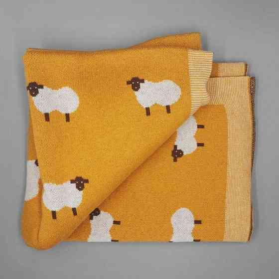 Плед Дитячий Lovely Svi Бавовна 80х100 см В'язаний Жовтий Вівці (3200228) Київ