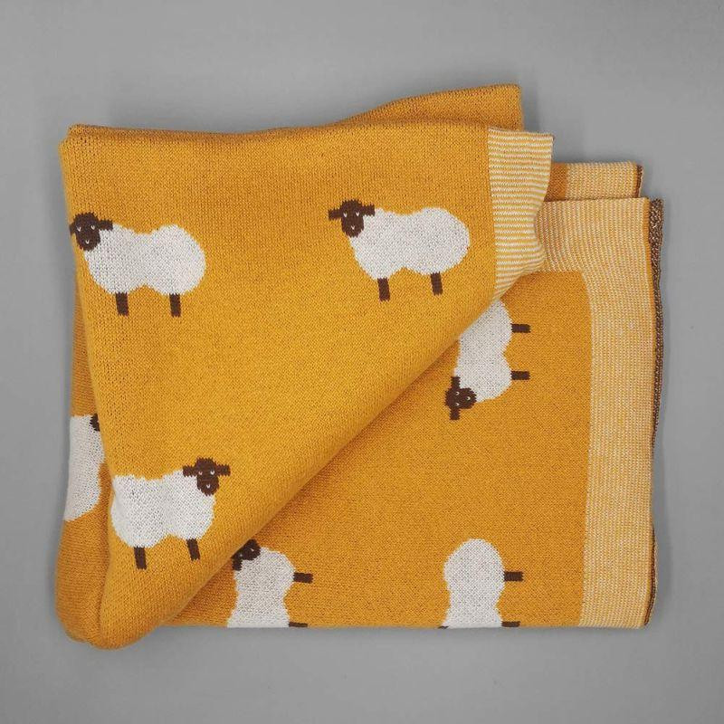 Плед Дитячий Lovely Svi Бавовна 80х100 см В'язаний Жовтий Вівці (3200228) Київ - фото 4