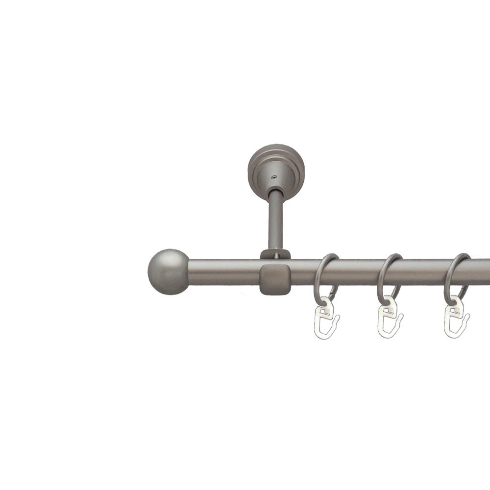 Карниз Orvit Куля Болонь металевий однорядний відкритий гладка труба кільце металеве Сатин 16 мм 300 см (00-00024297) Львів - фото 1