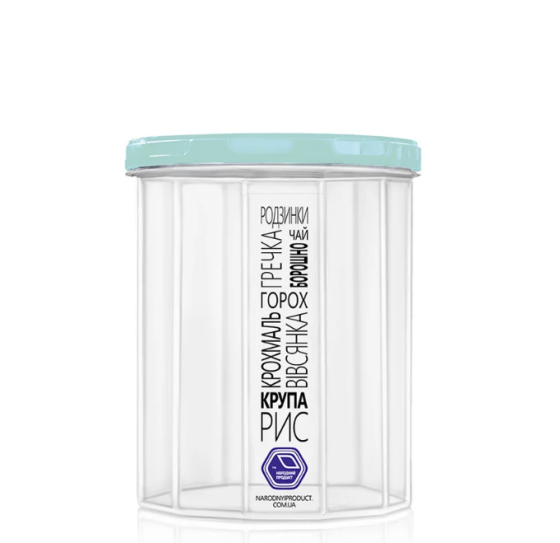 Ємність для сипучих продуктів 1л прозорий/м'ятний Народний продукт Житомир