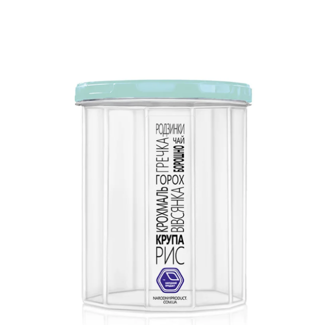 Ємність для сипучих продуктів 1л прозорий/м'ятний Народний продукт Житомир - изображение 1