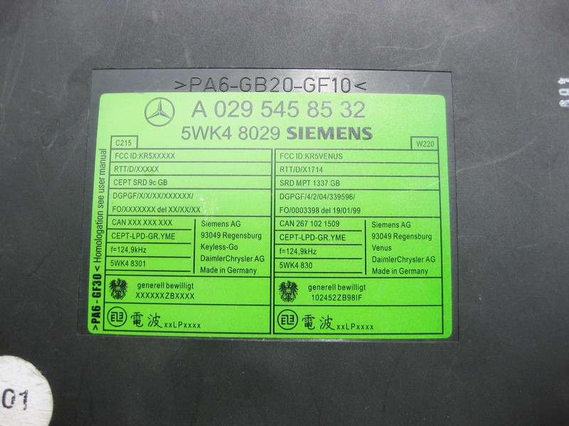 Mercedes-Benz  A0295458532 Блок керування Keyless-Go CL C215 SL R230 S-Class W220 Одеса - фото 3