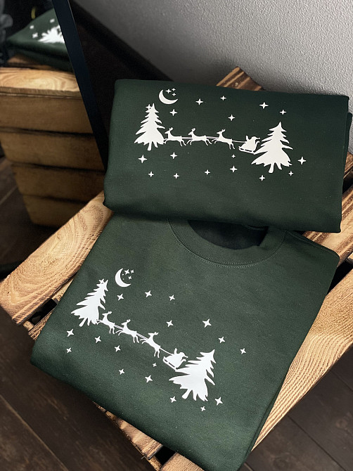 Новорічні парні світшоти "Санта на санях у лісі" Чернівці - фото 1