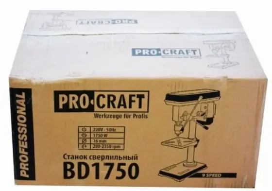 Свердлильний верстат Procraft BD-1750 — 450 Вт, 2350 об/хв, Німеччина, гарантія 36 міс Львів