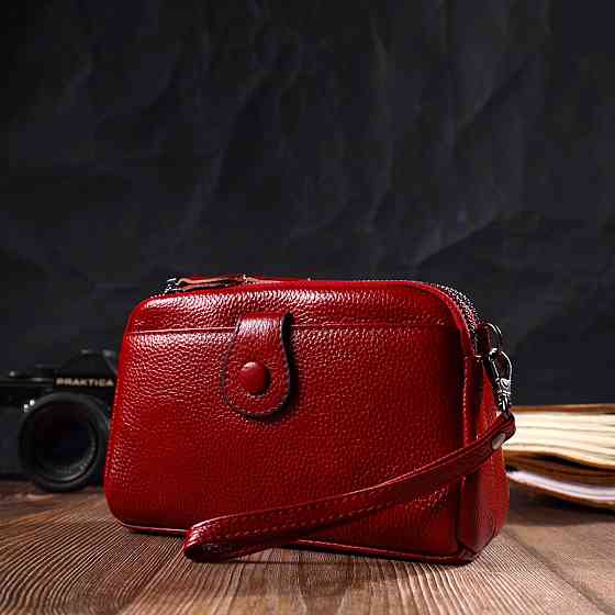 Яскрава сумка-клатч у стильному дизайні з натуральної шкіри Червона (Vintage) Київ