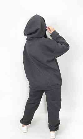 Женский спортивный теплый костюм трехнитка на флисе Графитовый XL/2XL Харьков