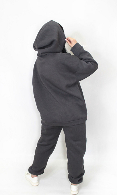 Жіночий спортивний теплий костюм тринитка на флісі Графітовий XL/2XL Харків - фото 3