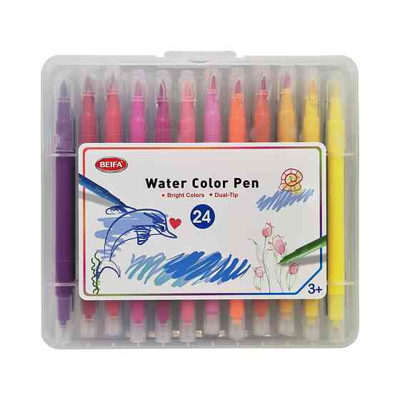 Набір двосторонніх фломастерів SY102-V901, 24 шт, пензель+лінер Вінниця