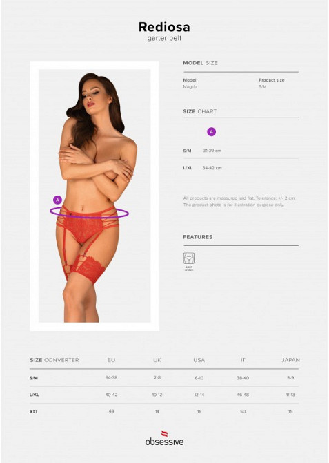 Пояс для панчох Obsessive Rediosa L/XL Sex Aura Київ - фото 7