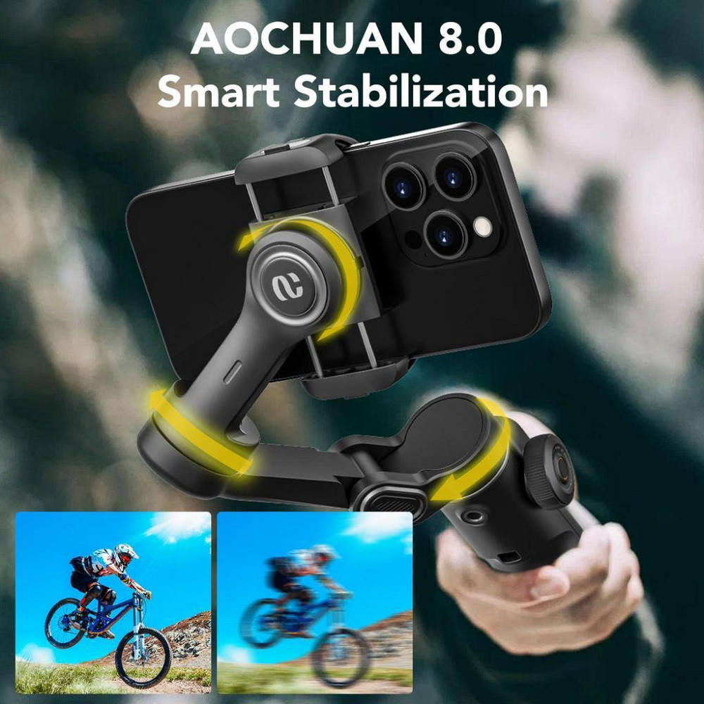 Трехосный стабилизатор AOCHUAN Professional Gimbal Stabilizer for Smartphone Smart X2 Чорний Одесса - изображение 9