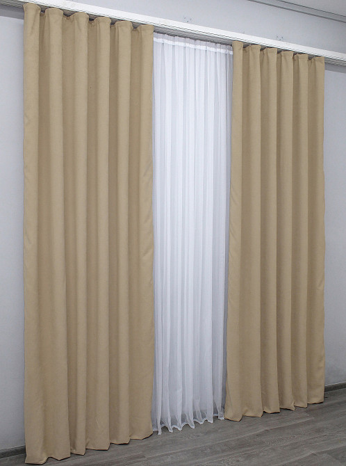 Комплект готових штор VR-Textil Мікровелюр SPARTA № 1032ш Темний беж100х285 см 2 шт (31-344) Київ - фото 5