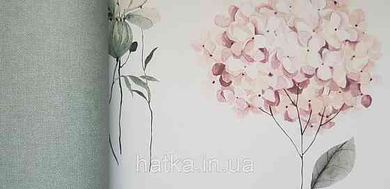 Шпалери флізелінові екологічно чисті Rasch Kids World 0.53х10 дитячі квіти рожеві сірі коричневі на білому Київ