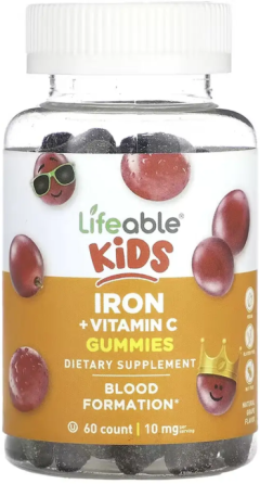 Железо с витамином С для детей Lifeable Iron + Vitamin C Kids 60 жев таб виноград Киев