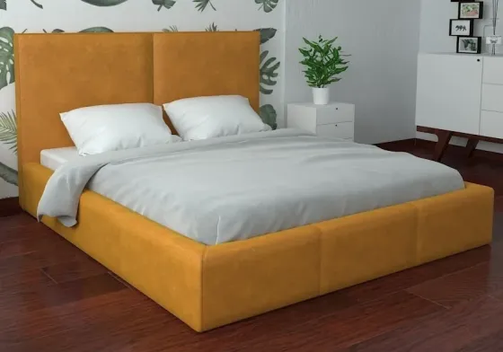 Кровать Двуспальная Delhi Comfort 160 х 190 см Мустанг С подъемным механизмом и нишей для белья Желтый Днепр