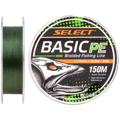 Шнур Select Basic PE 150m Dark Green 0.24mm 40lb/18.2kg (1870.18.73) Вінниця - фото 1