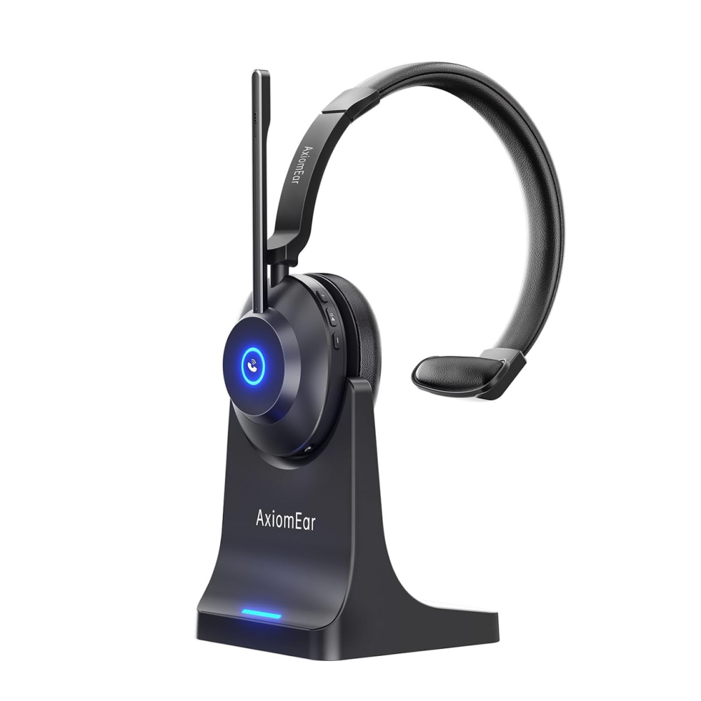 Bluetooth-гарнитура AxiomEar для работы, Bluetooth 5.3, микрофон с шумоподавлением, 40 часов работы, USB-C, черная Киев - изображение 2