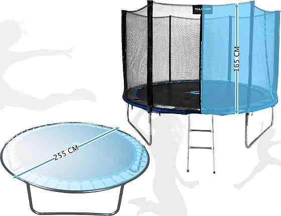 Батут THUNDER OUTSIDE PRO з зовнішньою сіткою 8 футів 244 см чорно-блакитний Київ