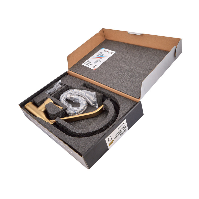 Змішувач для кухні MIXXUS PREMIUM GRAVITY 017 (NUT) BRUSHED GOLD REFL.BLACK (Матове золото+силіконовий вилив чорний) (MI8410) ( Харків - фото 7