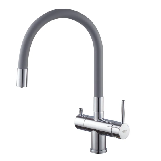 Кухонний змішувач KOER KB-72002-01 з силіконовим гусаком та виводом для питної води KR3383 Харків