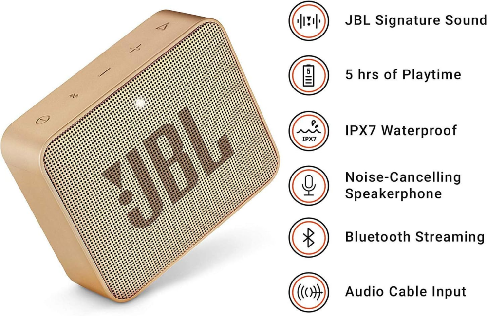 Портативная колонка JBL Go Essential 2 Gold | Bluetooth 4.2, 3.1 Вт, IP67, до 5 ч, USB-C, компактная акустика Киев - изображение 4
