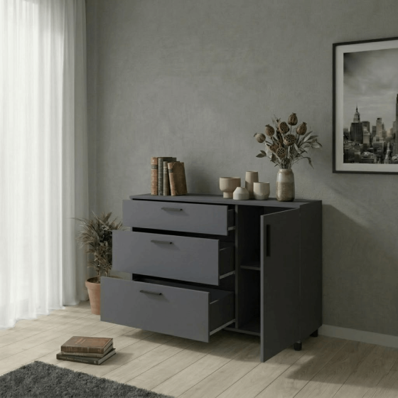 Комод Doros Торн Антрацит 3Ш/1Д 135х51.6х80 (DRS-012103) Дніпро