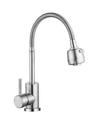 Смеситель для кухни WEZER EKO4D-01 с рефлекторным изливом, нержавеющая сталь Киев