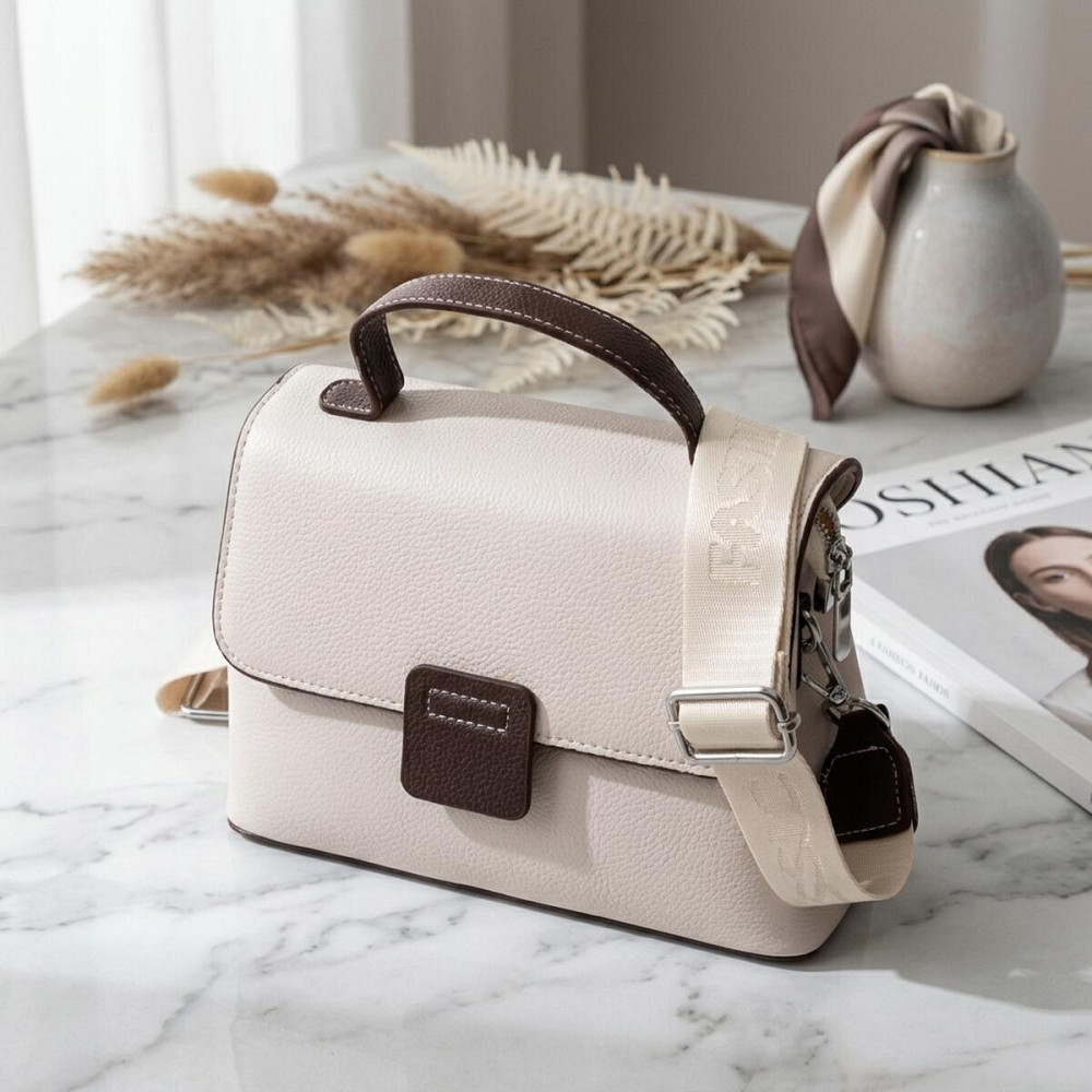 Елегантна сумка сетчел для жінок з натуральної шкіри Vintage 22290 Біла Київ - фото 11