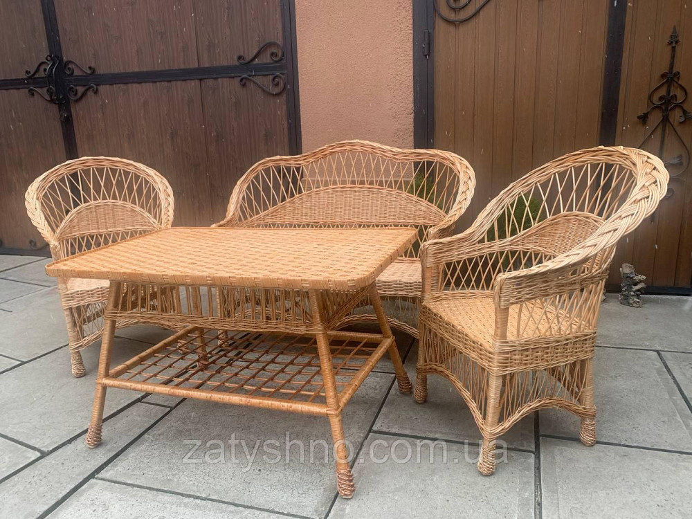 Плетеная мебель с диваном и  большим столом 120*70 Киев - изображение 3