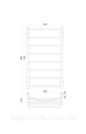 Полотенцесушитель Нержавейка UNIO 900x530-8 Оливия с полкой Черновцы