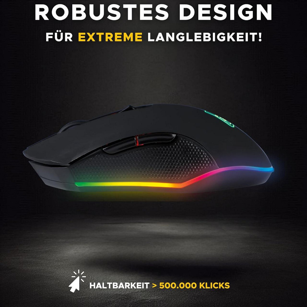 Миша THE G-LAB Kult Helium чорний оптична 800–6400 DPI 6 кнопок 7‑кольор. підсвітка дротова/бездротова геймерська Київ - фото 2