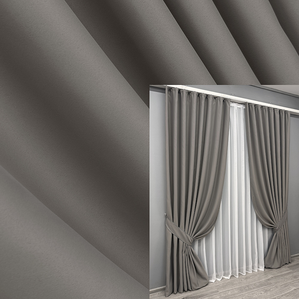 Комплект готовых штор VR-Textil Bagema Rvs № 1893ш Серый 100х270 см 2 шт (31-0052) Киев - изображение 1