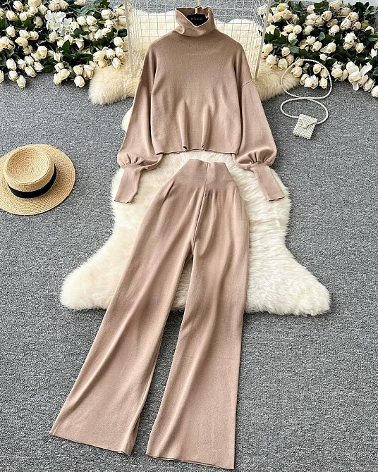 Женский базовый теплый костюм: кофта и штаны Турецкая Ангора Беж, 42/46 Одесса - изображение 4