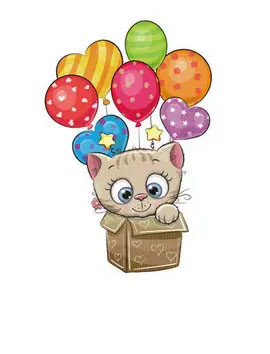 Термонаклейка для одягу дитяча Котик з кульками Київ - фото 1