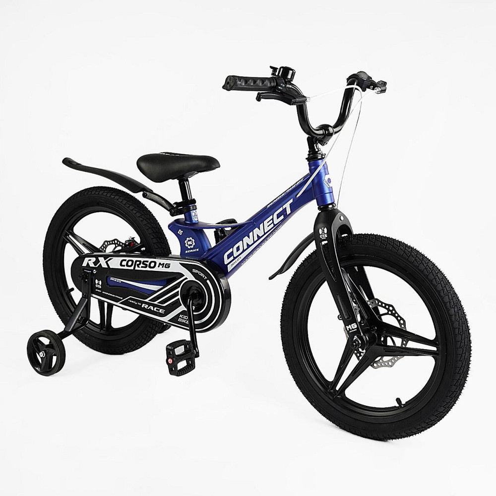 Велосипед Corso CONNECT двоколісний магнієва рама 18 дюймів із додатковими колесами Синій (MG-18379) Чернігів - фото 1