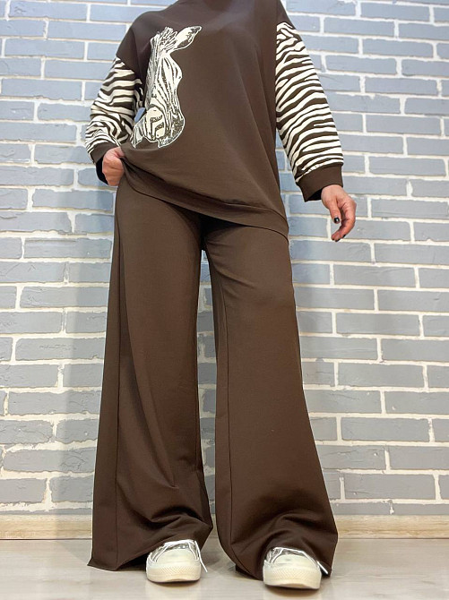 Свитшот женский LSK 6030 удлиненный зебра камни one size, коричневый, one size Киев - изображение 9