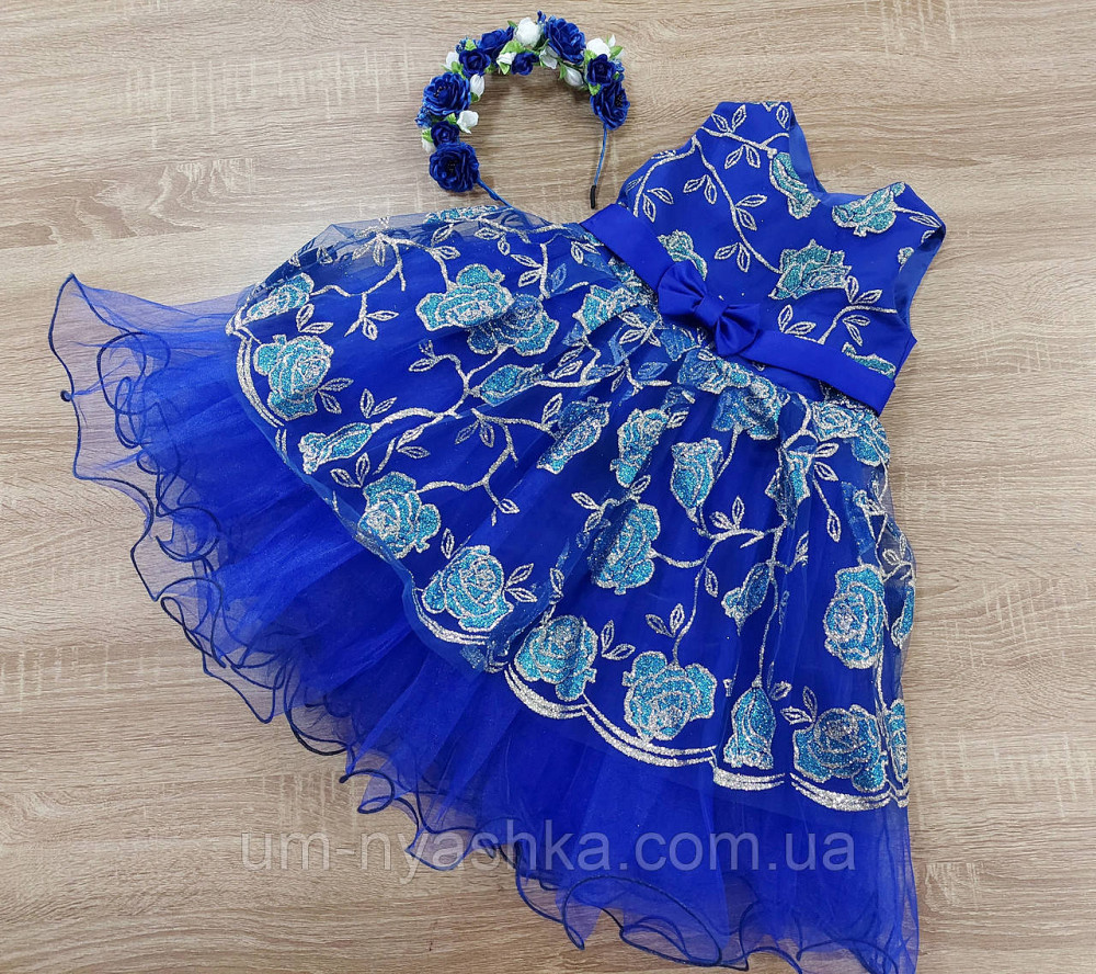 Нарядное синее платье с цветами Кривой Рог - изображение 4