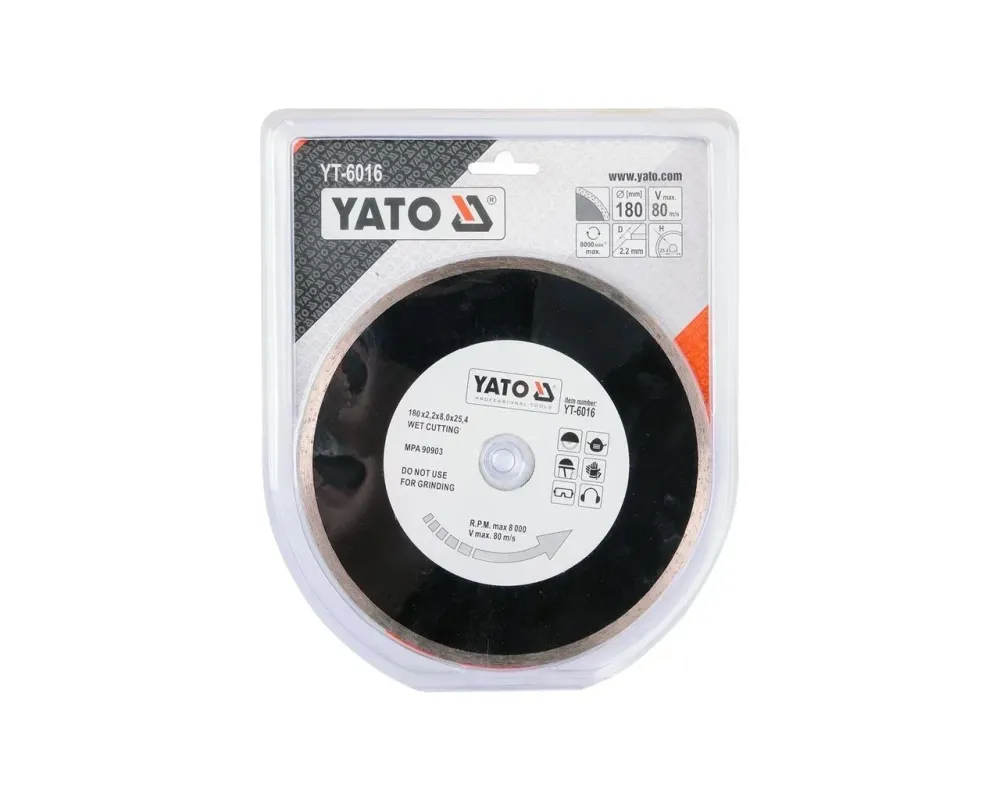 Диск відрізний алмазний суцільний 180 мм YATO YT-6016, 2.2х5.3 мм, 25.4 мм Коломия - фото 2