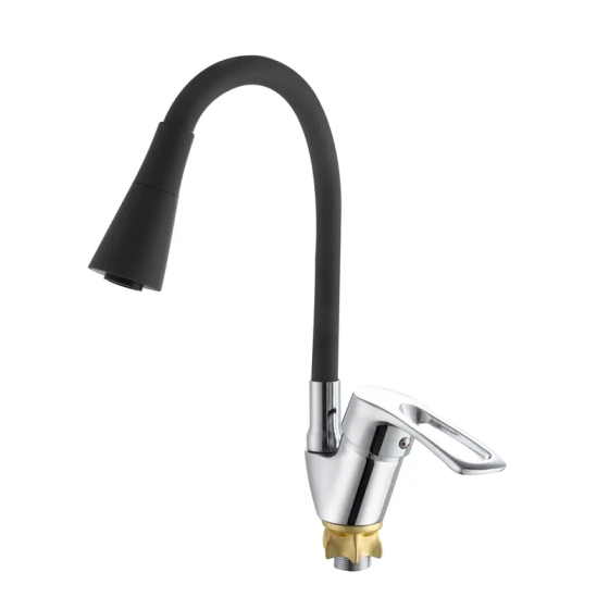 Кухонный смеситель Zerix YUT 181 Reflector Black с черным силиконовым изливом (ZX598) Харьков