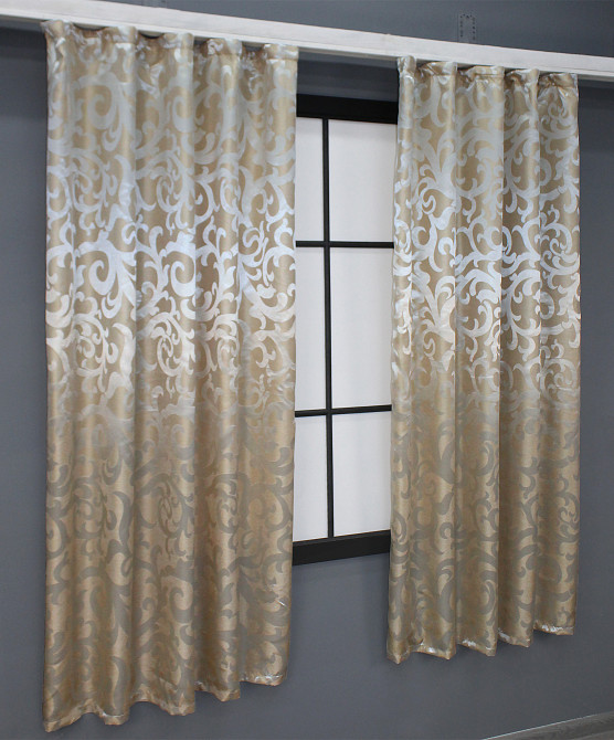 Комплект коротких штор VR-Textil жакард Вензель №416ш 130х170 см 2 шт Бежевий (35-0041) Київ - фото 3