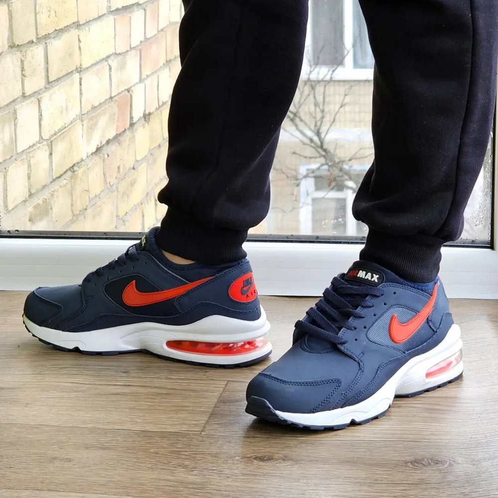 Чоловічі Сині Термо Кросівки Nike Air Max 93 Шкіряні Найк Єврозима (розміри: 41,42,43,44,45,) Відео Огляд Дніпро - фото 5