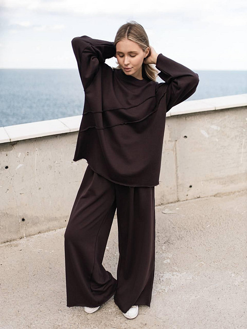Женский стильный оверсайз костюм двойка: кофта и штаны турецкая трехнить петля пенье Одесса - изображение 10
