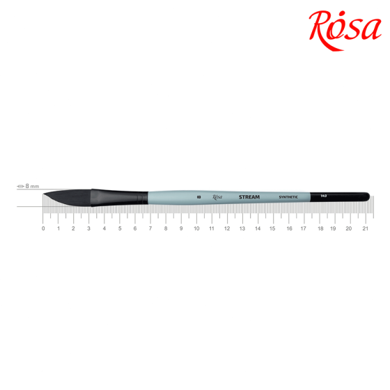 Кисть синтетика саблевидная плоская даггер STREAM 143 № 8 короткая ручка ROSA Киев