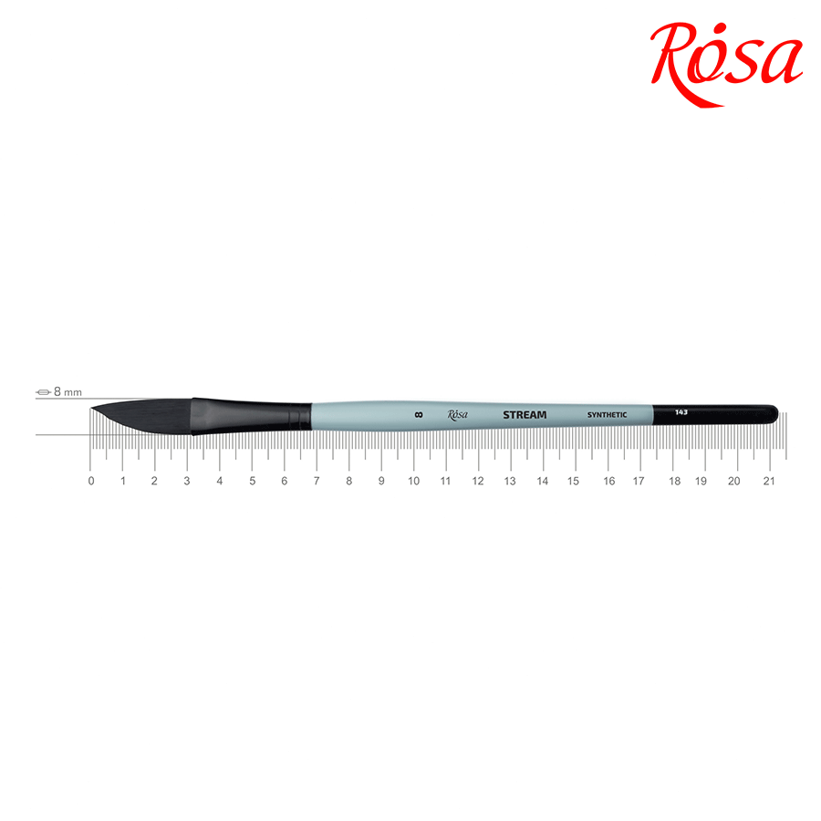 Кисть синтетика саблевидная плоская даггер STREAM 143 № 8 короткая ручка ROSA Киев - изображение 1