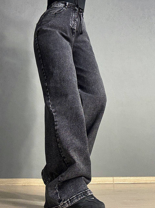 Джинсы женские Vanver 82081 палаццо широкие талия на резинке со шнурком черные, черный, 33, 33, 89 см, 117 см Киев - изображение 9