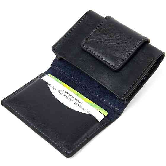 Шкіряна візитниця унісекс GRANDE PELLE 11338 Темно-синій Київ